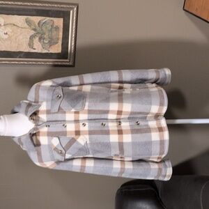 Sage Plaid Utility Jacket - Gray, Brown, Cream